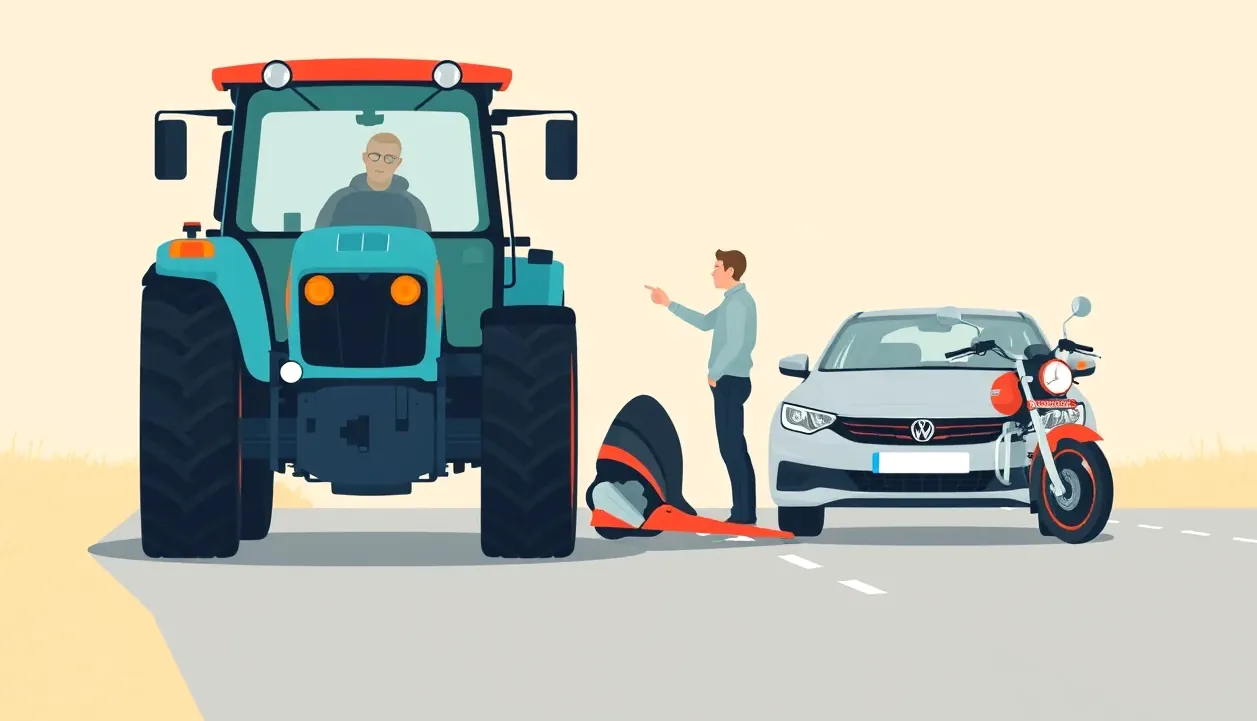 Poľnohospodársky traktor s vlečkou vychádza z poľnej cesty na asfaltovú komunikáciu