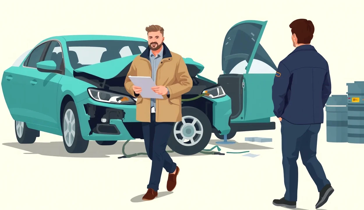 Detail poškodeného laku karosérie motorového vozidla na parkovisku