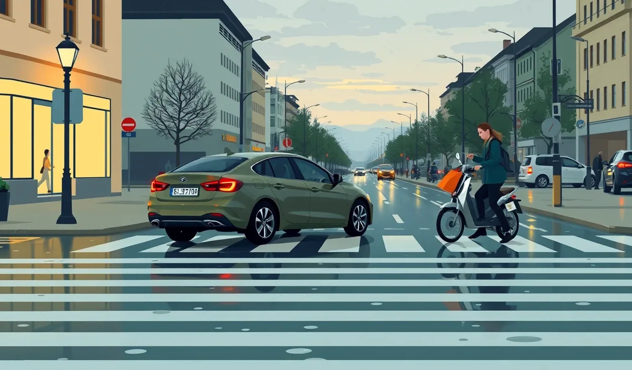 Policajné vyšetrovanie zrážky auta a cyklistu na priechode pre chodcov