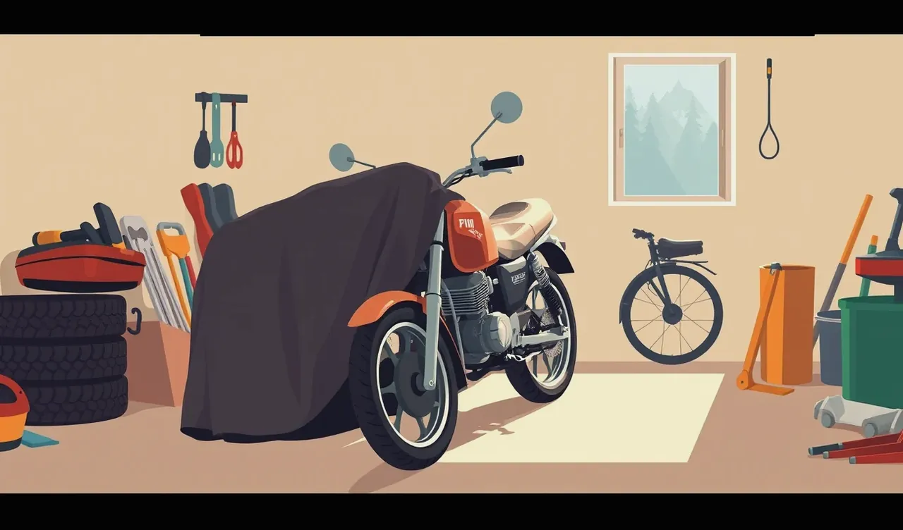 Detail motocyklistickej prilby a rukavíc položených na sedadle zaparkovanej motorky na ceste