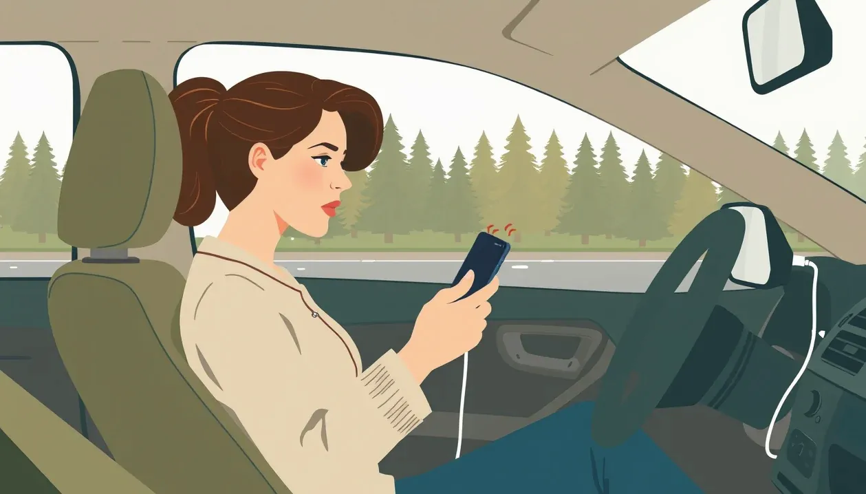 Policajná hliadka kontrolujúca digitálne doklady vodiča dodávky pri krajnici cesty