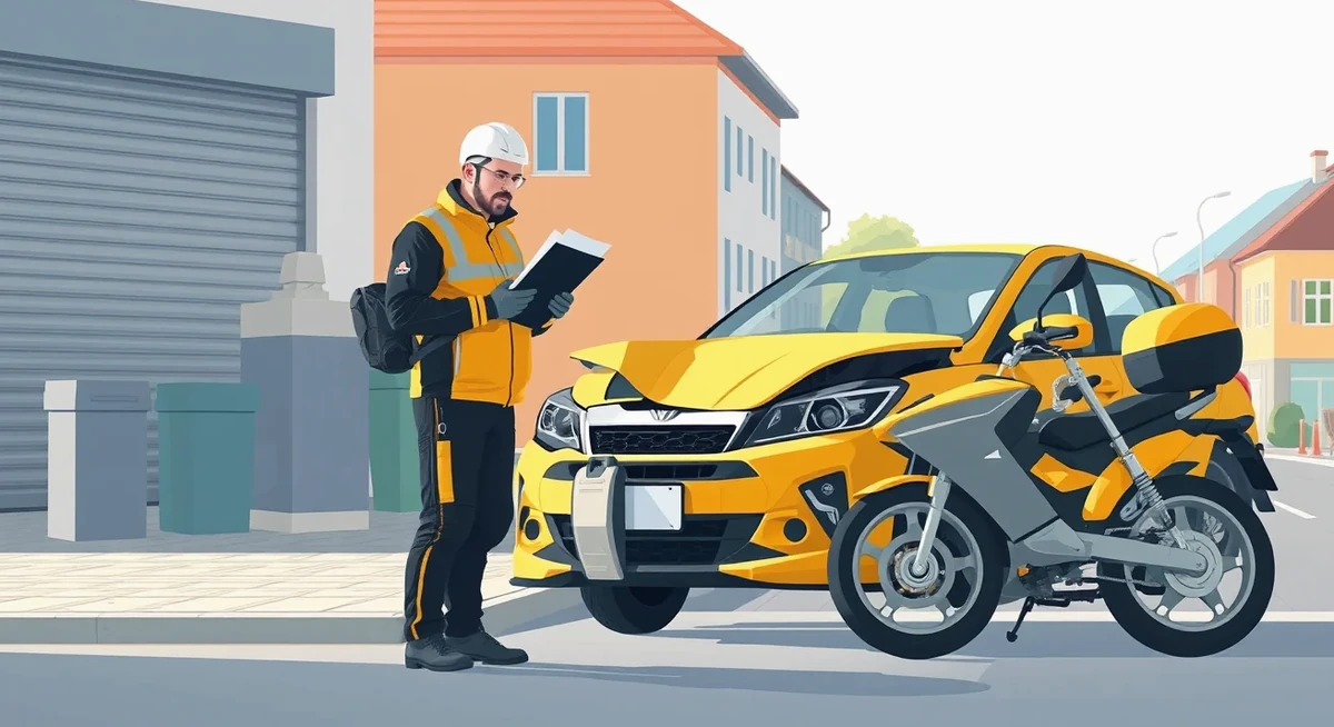 Firemný motocykel odstavený pred administratívnou budovou