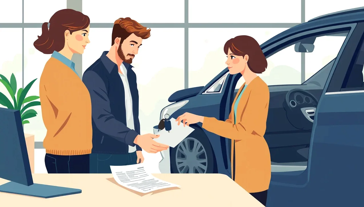 Odovzdanie kľúčov od nového vozidla v autosalóne pri podpise preberacieho protokolu
