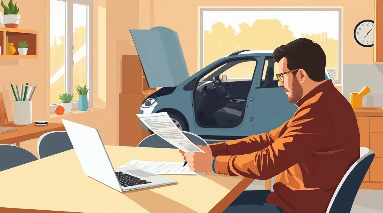 Mechanik kontroluje podvozok a poškodenú pneumatiku osobného auta v autoservise