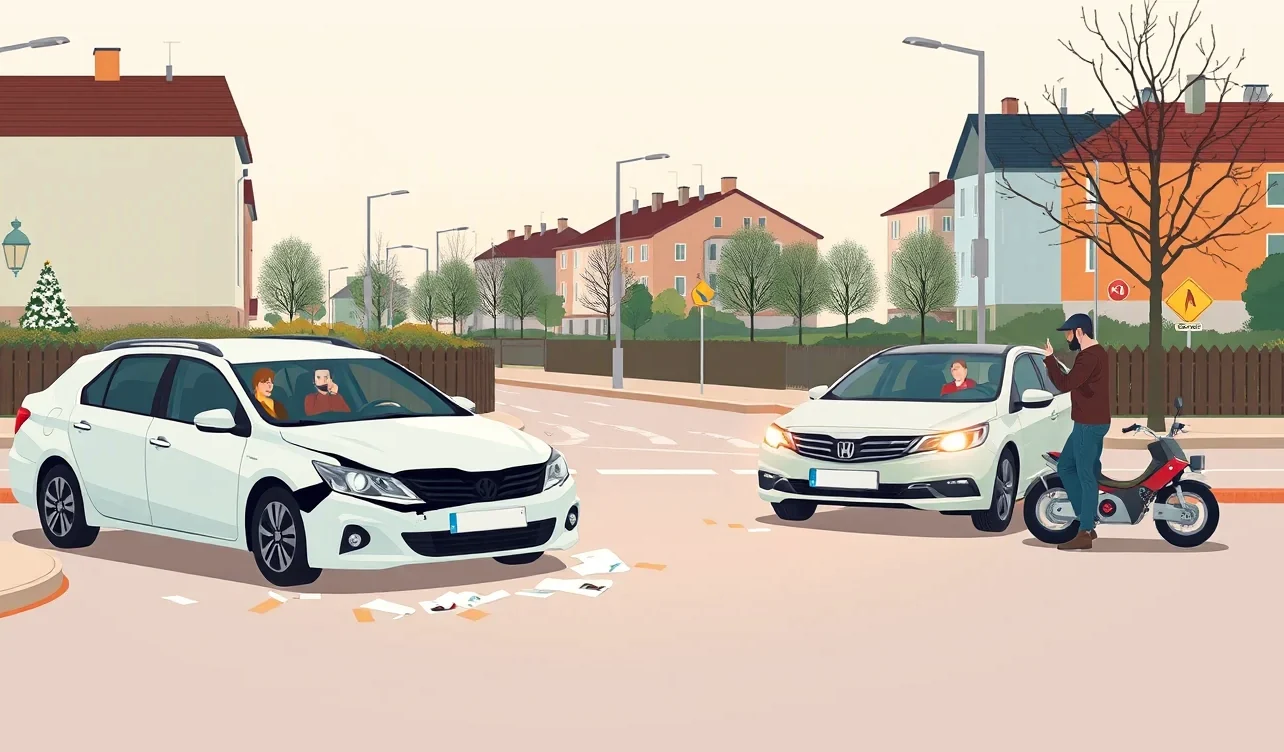 Dopravná nehoda dvoch osobných áut na križovatke za zníženej viditeľnosti
