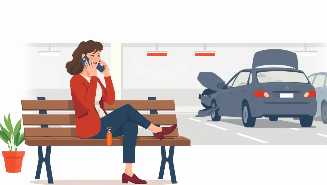 Zaparkované osobné auto na sídlisku s demontovanými kolesami stojace na tehlách