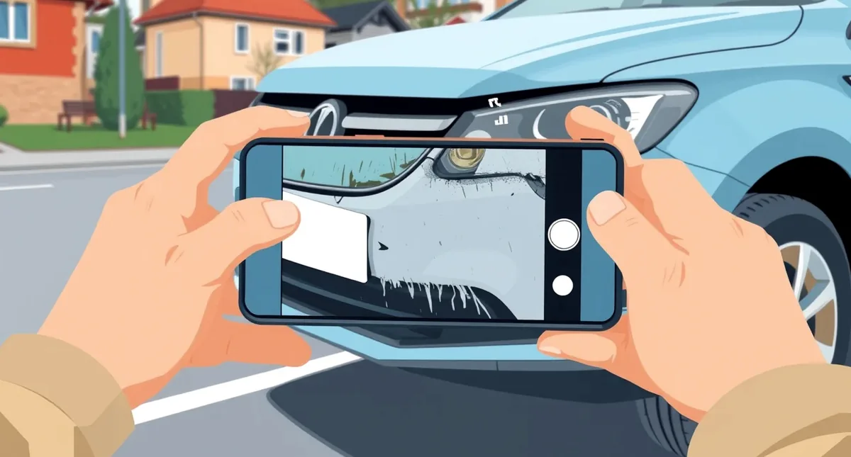 Vodič kontroluje mobilnú aplikáciu a stav prenajatého vozidla na mestskom parkovisku