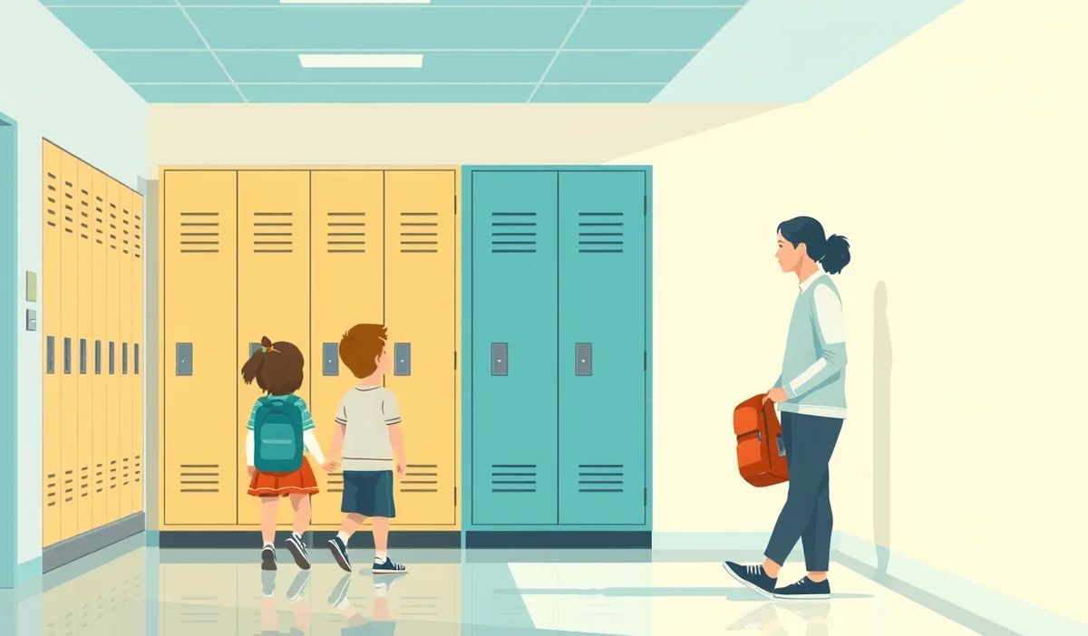 Pedagogický dozor kontrolujúci žiakov na školskej chodbe cez prestávku