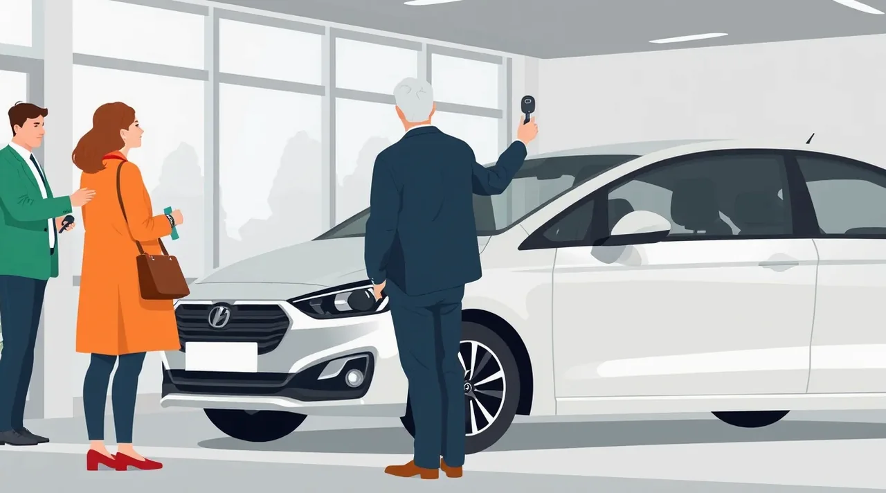 Nový osobný automobil zaparkovaný v showroome predajcu vozidiel