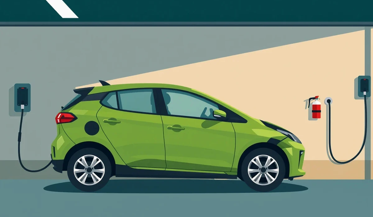 Hasiči likvidujúci dymiaci motor osobného auta po požiari elektroinštalácie