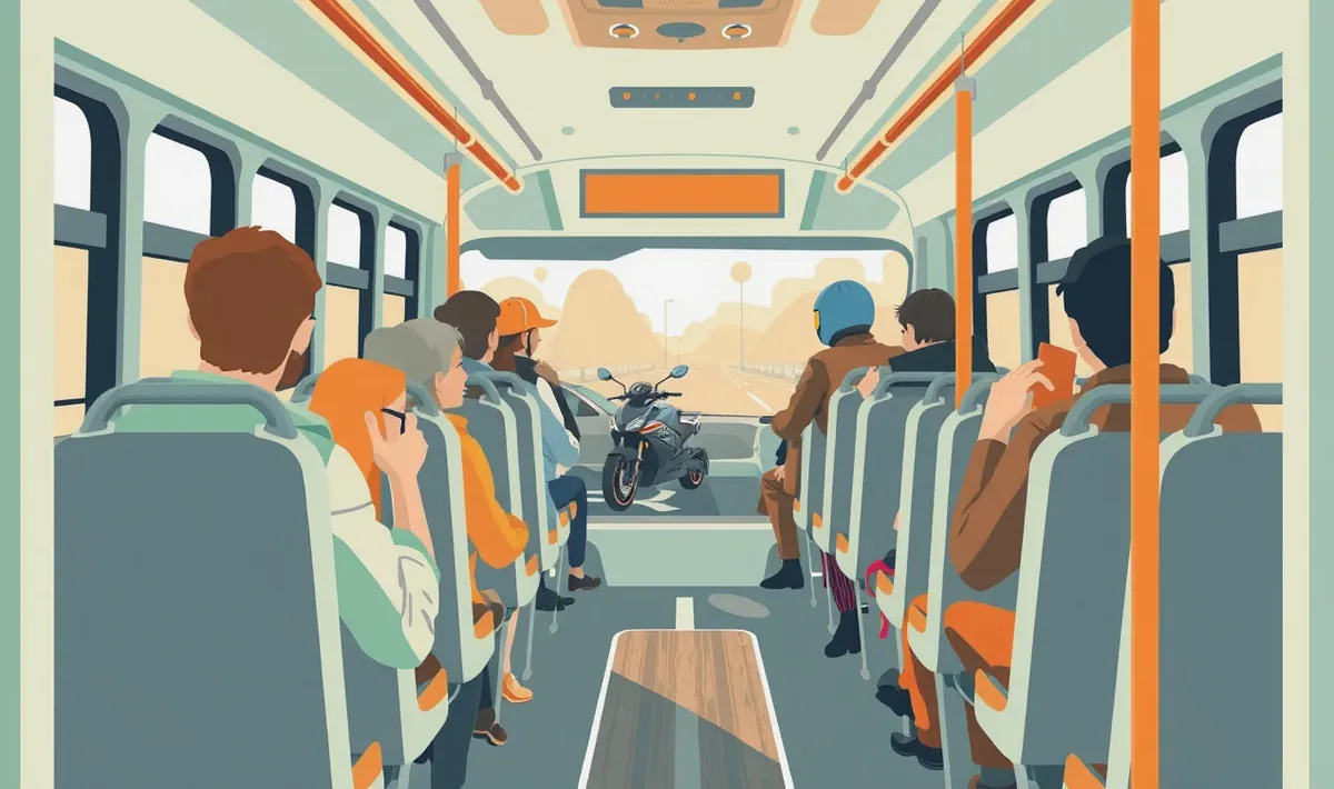 Zájazdový autobus na diaľničnom odpočívadle pred cestou do zahraničia