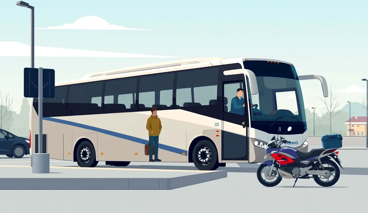 Moderné autobusy zaparkované vo firemnom depe dopravnej spoločnosti