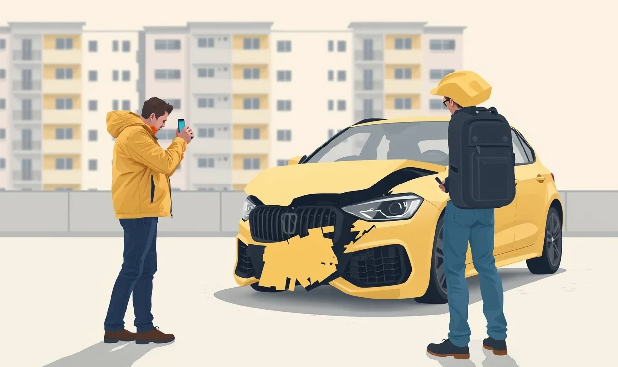 Likvidátor poistných udalostí skúma poškodenie predného nárazníka a motora po nehode