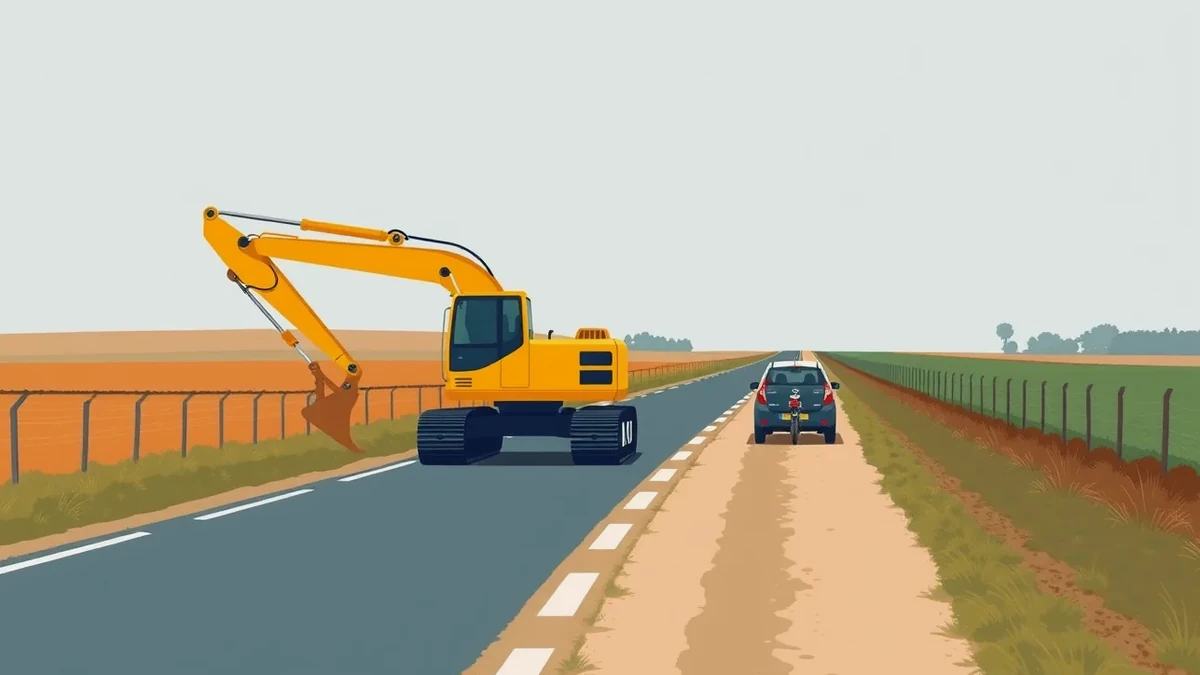 Traktor s vlečkou naloženou štrkom na asfaltovej ceste