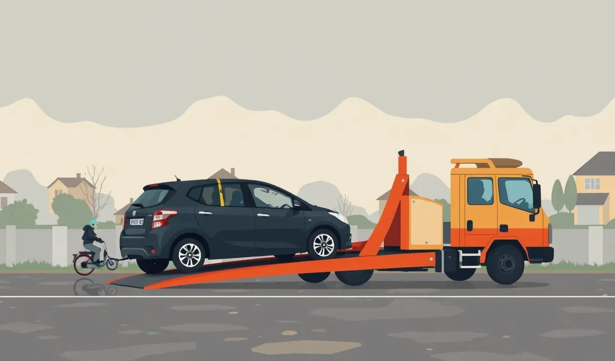 Mechanik kontroluje podvozok a elektroinštaláciu dovezeného auta na zdviháku