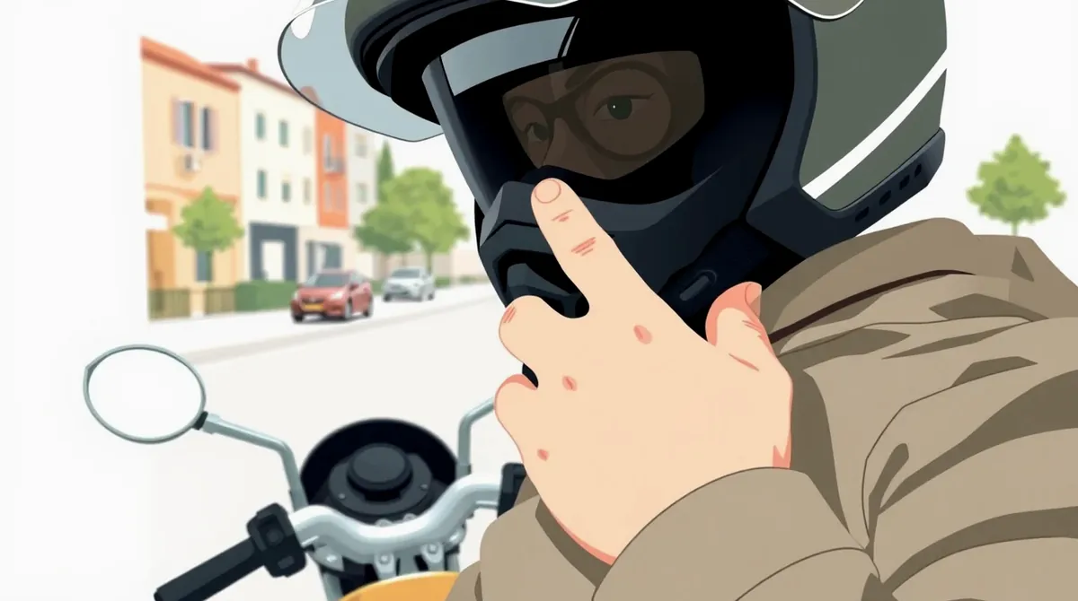 Policajná hliadka kontrolujúca doklady a technický stav motocyklistu na ceste